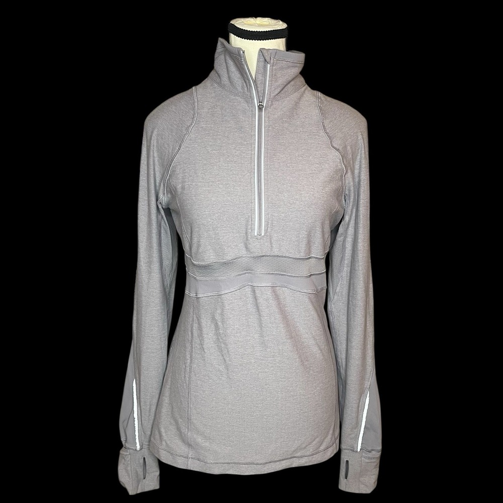 Lululemon Run Full Tilt Half Zip Pullover Womens 6‎ Lilac Thumb Hole Reflective